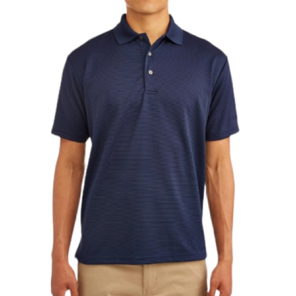 Ben Hogan men’s navy blue ribbed stripe performance polo shirt size medium